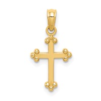 14K Yellow Gold Budded Cross Charm view 1