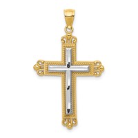 14K Two-tone Cross Pendant view 1