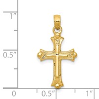 14K Yellow Gold Budded Cross Charm view 3