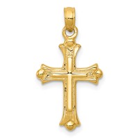 14K Yellow Gold Budded Cross Charm view 1