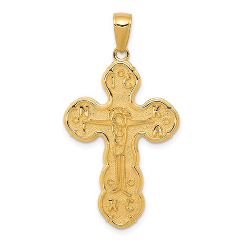 14K Yellow Gold Satin Crucifix Pendant