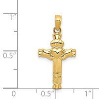14K Yellow Gold Claddagh Cross Charm view 3