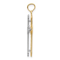 14K Two-tone Hearts Cross Pendant view 2