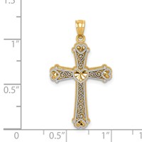 14K Two-tone Hearts Cross Pendant view 3