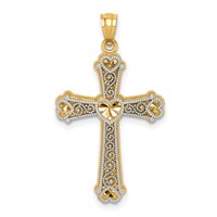 14K Two-tone Hearts Cross Pendant view 1