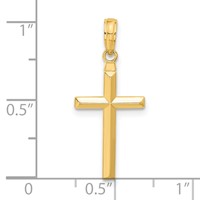 14K Yellow Gold Reversible Same on Both Sides Latin Cross Pendant view 4