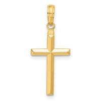 14K Yellow Gold Reversible Same on Both Sides Latin Cross Pendant view 1