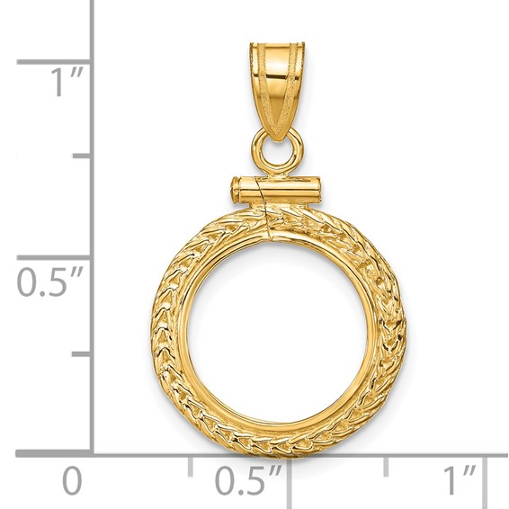 14ky Foxtail Chain Screw Top Coin Bezel Pendant                       