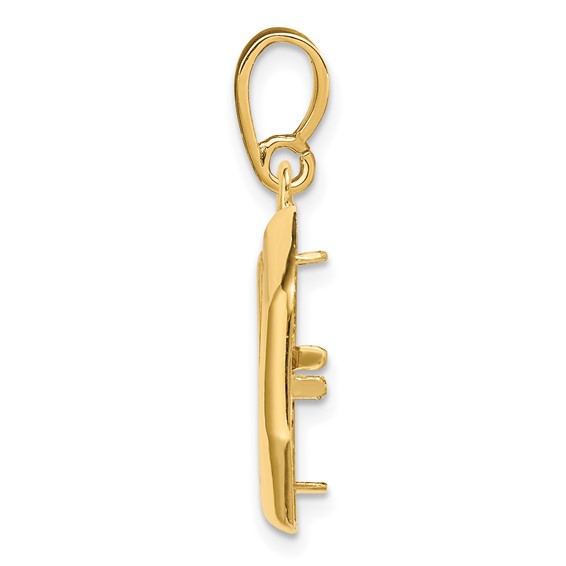 14ky Polished Octagonal Prong Coin Bezel Pendant                      