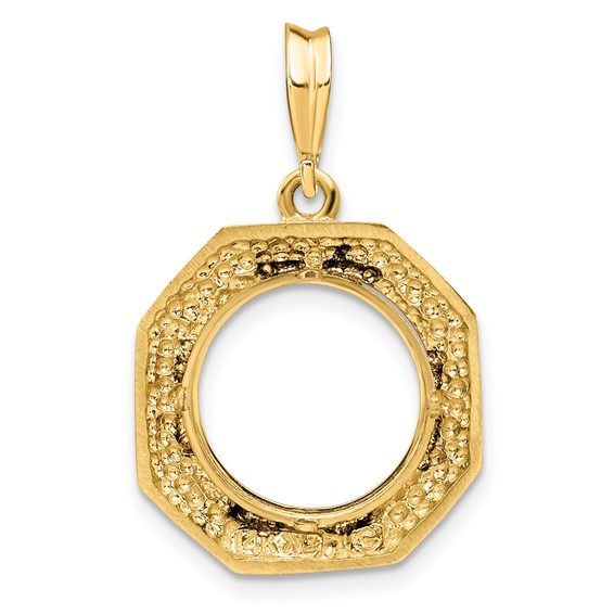 14ky Polished Octagonal Prong Coin Bezel Pendant                      