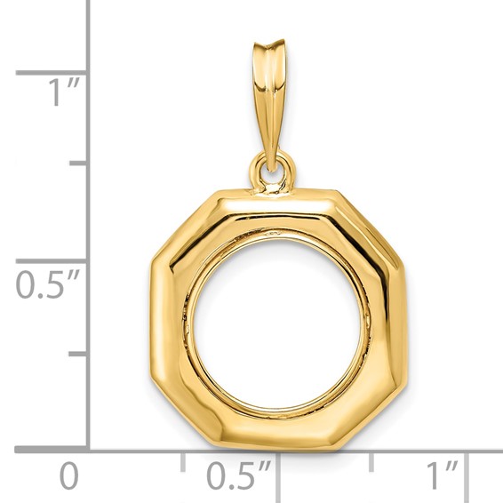 14ky Polished Octagonal Prong Coin Bezel Pendant                      