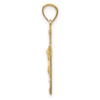 14K Yellow Gold Diamond-cut Crucifix Pendant view 2