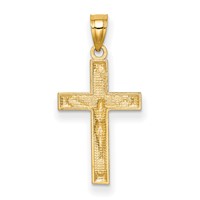 14K Yellow Gold Diamond-cut Crucifix Pendant view 4