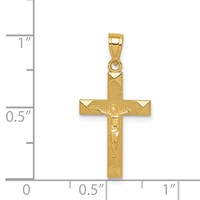 14K Yellow Gold Diamond-cut Crucifix Pendant view 3