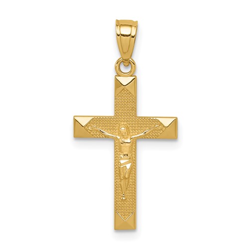 14K Yellow Gold Diamond-cut Crucifix Pendant