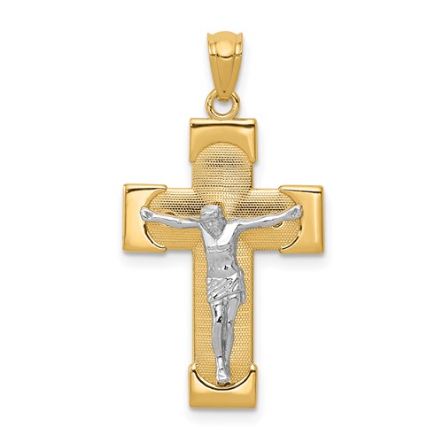 14K Two-tone Crucifix Pendant
