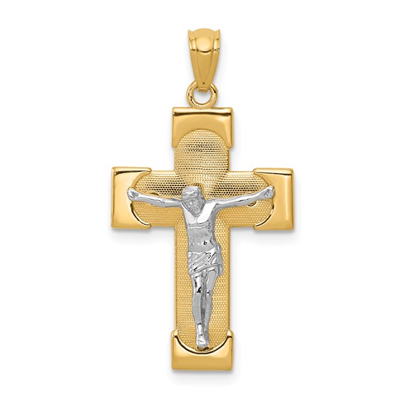 14k Two-tone Crucifix Pendant