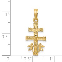 14K Yellow Gold Cara Vaca Crucifix Pendant view 4