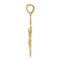 14K Yellow Gold Diamond-cut Crucifix Pendant view 2