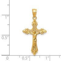 14K Yellow Gold Diamond-cut Crucifix Pendant view 3