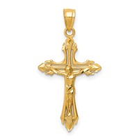 14K Yellow Gold Diamond-cut Crucifix Pendant view 1