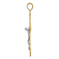 14K Two-tone Diamond-cut Crucifix Pendant view 2