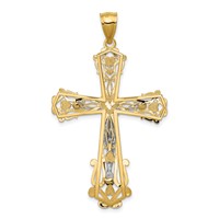 14K Two-tone Diamond-cut Crucifix Pendant view 4