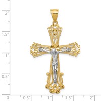 14K Two-tone Diamond-cut Crucifix Pendant view 3