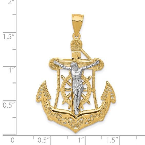 14k Two-tone Mariners Crucifix Pendant