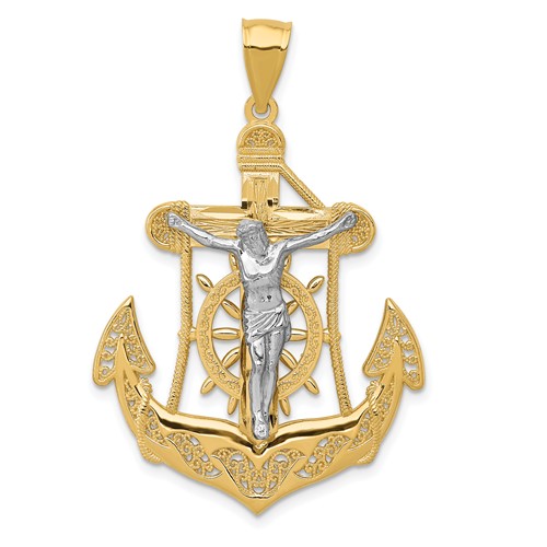 14K Two-tone Mariners Crucifix Pendant