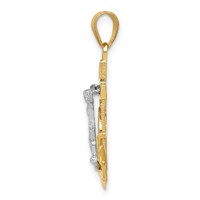 14K Tri-color Diamond-cut and Textured Mariners Crucifix Pendant view 2
