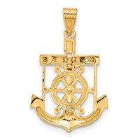 14K Tri-color Diamond-cut and Textured Mariners Crucifix Pendant view 3