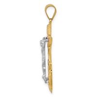 14K Tri-color Diamond-cut and Textured Mariners Crucifix Pendant view 2