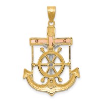 14K Tri-color Diamond-cut and Textured Mariners Crucifix Pendant view 4