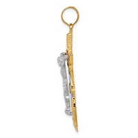 14K Tri-color Diamond-cut and Textured Mariners Crucifix Pendant view 2