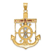 14K Tri-color Diamond-cut and Textured Mariners Crucifix Pendant view 4