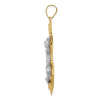 14K Tri-color Diamond-cut and Textured Mariners Crucifix Pendant view 2