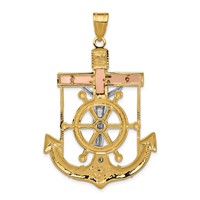 14K Tri-color Diamond-cut and Textured Mariners Crucifix Pendant view 4