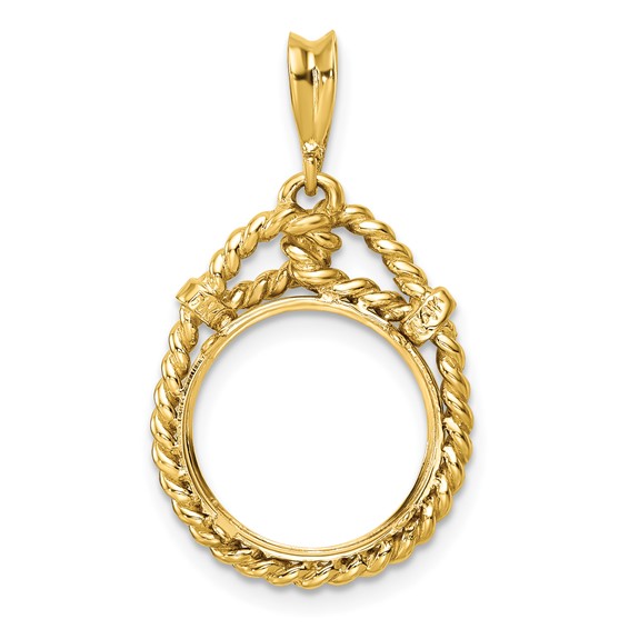 14ky Western Rope Prong Coin Bezel Pendant                            