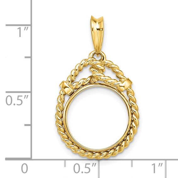14ky Western Rope Prong Coin Bezel Pendant                            