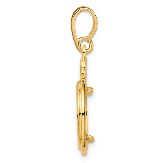 14ky Triple Circle Top Prong Coin Bezel Pendant                       