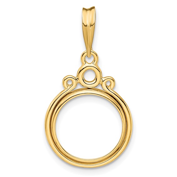 14ky Triple Circle Top Prong Coin Bezel Pendant                       