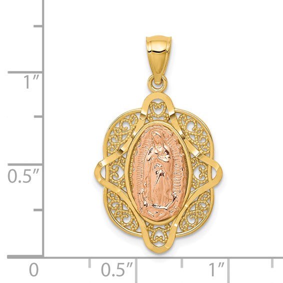 14k Two-tone Our Lady of Guadalupe Pendant