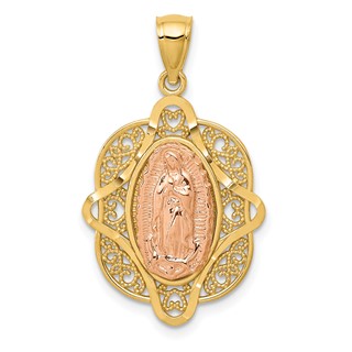 14k Two-tone Our Lady of Guadalupe Pendant