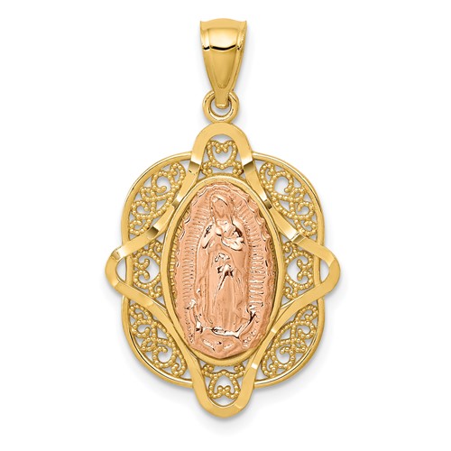 14K Two-tone Our Lady of Guadalupe Pendant
