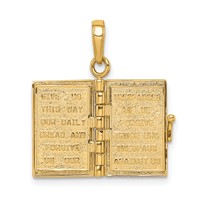 14K 3-D Holy Bible with Lord's Prayer and Moveable Pages Pendant view 4