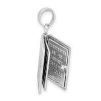 14K White Gold 3-D Holy Bible Pendant with Lord's Prayer and Moveable Pages view 4