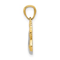 14K and White Rhodium Polished Dove Pendant with Olive Branch view 2