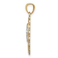 14K and White Rhodium Angel Scalloped Edge Oval Pendant view 2