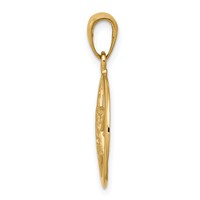 14K Yellow Gold Jewish Chai in Star of David Round Pendant view 2